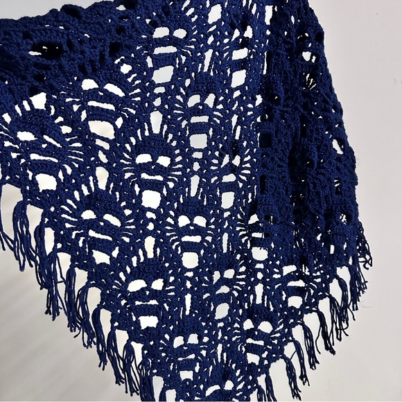 Accessories - Handmade Skull Crochet Shawl Navy Blue